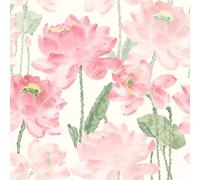 Mounting UP L5258-3 Papier peint autocollant amovible en vinyle pour décoration de maison, atelier et bureau Motif lotus rose 43,9 x 300 cm
