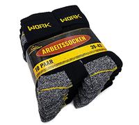 MOUNTREX® Lot de 10/20 paires de chaussettes de travail pour homme, Noir - 10 paires, 47-50