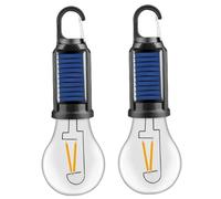 MOUNTTU Lot de 2 lampes solaires de camping portables, étanches, multifonctions, rétro, avec crochet, pour camping en plein air, ampoule solaire, lampes solaires pour, poche