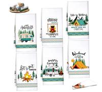 MOUNTTU Lot de 6 torchons de Camping absorbants, 61 x 40 cm, en Microfibre Douce avec Inscriptions Amusantes, pour Camping-Car, Accessoires, Cadeaux Fantaisie, Serviettes