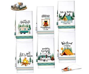 MOUNTTU Lot de 6 torchons de Camping absorbants, 61 x 40 cm, en Microfibre Douce avec Inscriptions Amusantes, pour Camping-Car, Accessoires, Cadeaux Fantaisie, Serviettes