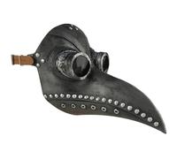 MOUNTTU Masque de médecin de la peste, costume médecin la peste à long nez steampunk en latex, masque d'Halloween réglable pour cosplay d'Halloween, corbeau et argent