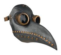 MOUNTTU Masque de médecin de la peste, costume médecin la peste en latex steampunk à long nez, masque d'Halloween réglable pour cosplay d'Halloween, corbeau et marron