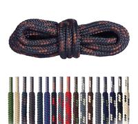 Mountval - Lacets pour Chaussures de Randonnée et Trekking - Cordon Rond Résistant en Polyester - Résistants à la Déchirure (9176 - Noir avec Marron | 180 cm - 9 à 12 paires d’œillets)