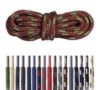 Mountval - Lacets pour Chaussures de Randonnée et Trekking - Cordon Rond Résistant en Polyester - Résistants à la Déchirure (7650 - Marron avec Vert | 90 cm - 5 à 6 paires d’œillets)