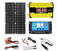moupeaktain Kit Complet D'énergie Solaire, Panneau Solaire 400W Et Kit Inverseur, Convertisseur D'énergie Solaire 12V à 110/220V, Contrôleur 30A avec 2 Ports USB,Yellow
