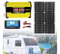 moupeaktain Kit De Panneau Solaire 400W 12V, Affichage LED, avec Onduleur/Panneau Solaire / 30A Contrôleur pour RV, Camping-Car, Caravane Et Autres Applications Hors Réseau,Yellow