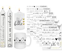 Mourning Candle Tattoo,6 Pieces (Over 200 Designs) Water Transfer Printing Water Slide Film Candle Stickers Candle Decoration Grave Light