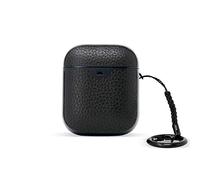 Mous - Housse de Protection pour AirPods 1ère et 2ème génération, étui Airpod avec Porte-clés, Chargement sans Fil Compatible - Cuir véritable - Noir - Accessoires AirPod