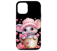 Mouse Graphic for Women and Girls Cute Pink Heart Pattern Coque pour iPhone 12/12 Pro