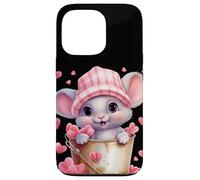 Mouse Graphic for Women and Girls Cute Pink Heart Pattern Coque pour iPhone 13 Pro