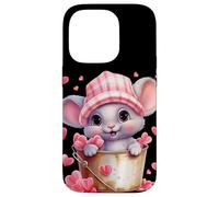 Mouse Graphic for Women and Girls Cute Pink Heart Pattern Coque pour iPhone 14 Pro