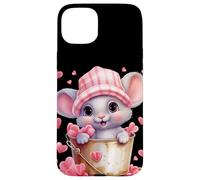 Mouse Graphic for Women and Girls Cute Pink Heart Pattern Coque pour iPhone 15 Plus