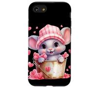 Mouse Graphic for Women and Girls Cute Pink Heart Pattern Coque pour iPhone SE (2020) / 7/8
