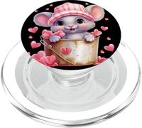 Mouse Graphic for Women and Girls Cute Pink Heart Pattern PopSockets PopGrip pour MagSafe