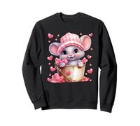 Mouse Graphic for Women and Girls Cute Pink Heart Pattern Sweatshirt