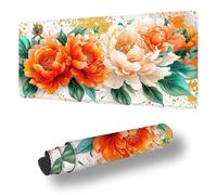 Mouse Mat Peony Mouse Pad Large 150x80 cm XXL Waterproof Desk Matt with Stitched Edges and Non-Slip Rubber Base, Extended Gaming Mousemat Flower Keyboard Mat for Gaming Office Desk Decor Gifts S-10595