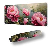 Mouse Mat Peony Mouse Pad Large 150x80 cm XXL Waterproof Desk Matt with Stitched Edges and Non-Slip Rubber Base, Extended Gaming Mousemat Flower Keyboard Mat for Gaming Office Desk Decor Gifts S-10569