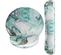 Mouse Pad and Wrist Rest,Ergonomic Memory Foam Mouse Pad,School Supplies,Non-Slip PU Rubber Base for Office/Computer/Gamer-Green Marble