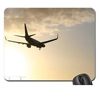 Mouse Pad, Atterrissage Coucher De Soleil Lax Aéroport De Los Angeles Avion Tapis De Souris Gamer Antidérapante Tapis De Souris D'Ordinateur Bords Cousus sous Main Bureau pour Pc Jeux 25X30Cm
