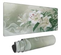 Mouse Pad Beige Tapis de Souris XXL 1000x500mm Desk Mat Fleurs Tapis de Souris One Piece Base en Caoutchouc Antidérapante Bords Accessoires Bureau Travail Cousus Mousepad pour Ordinateur Bureau T221