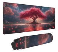 Mouse Pad Bleu Marine Tapis de Souris XXL 700x300mm Desk Mat Rose Tapis de Souris One Piece Base en Caoutchouc Antidérapante Bords Cousus Mousepad Imperméable Antidérapant pour Bureau Accueil T593