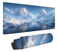 Mouse Pad Bleu Tapis de Souris XXL 900x500mm Desk Mat Paysage Tapis de Souris One Piece Base en Caoutchouc Antidérapante Bords Accessoires Bureau Travail Cousus Mousepad pour Ordinateur Bureau T632