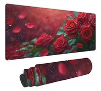 Mouse Pad Bordeaux Tapis de Souris XXL 700x300mm Desk Mat Rose Tapis de Souris One Piece Base en Caoutchouc Antidérapante Bords Accessoires Bureau Travail Cousus Mousepad pour Ordinateur Bureau T35