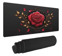Mouse Pad Bordeaux Tapis de Souris XXL 800x400mm Desk Mat Rose Tapis de Souris One Piece Base en Caoutchouc Antidérapante Bords Accessoires Bureau Travail Cousus Mousepad pour Ordinateur Bureau T53