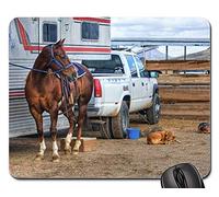Mouse Pad, Cheval Chien Animal Camion Western Remorque Pays Mousepad Antidérapante Tapis De Souris De Jeu Bords Cousus Tapis De Bureau pour Pc Souris Jeux 25X30Cm