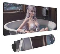 Mouse Pad CrèMe Tapis de Souris XXL 800x300mm Desk Mat Femme Tapis de Souris One Piece Base en Caoutchouc Antidérapante Bords Accessoires Bureau Travail Cousus Mousepad pour Ordinateur Bureau T92