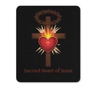 Mouse Pad Croix du Sacré-Cœur De Jésus avec Couronne D'Épines Lavable Mousepad Durables Gamer Mouse Pad pour Pc Gaming Bureau 25X30Cm