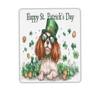 Mouse Pad, Joyeux Saint-Patrick Cavalier King Charles Spaniel Chien Chiot Chien Tapis De Souris Moderne Gamer Mouse Pad Base en Caoutchouc Souris De Bureau pour Souris Bureau 25X30Cm