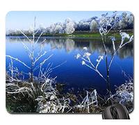 Mouse Pad, Lac Hivers Paysage d'hiver France Lac Tapis De Souris Gamer Antidérapante Tapis Souris Bords Cousus sous Main Bureau pour Jeux Souris Professionnels 25X30Cm