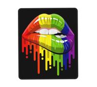 Mouse Pad, Lèvres Arc-en-Ciel Pride Gay Lesbienne LGBT Gaming Mousepad Durable Gamer Mouse Pad Portable Tapis De Souris Gaming pour Ordinateur Joueurs Professionnels 25X30Cm