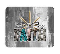Mouse Pad, Marcher par La Foi Christianisme Inspirant Gaming Mousepad Base en Caoutchouc Tapis Souris Stable Souris De Bureau pour Bureau Joueurs Professionnels 25X30Cm