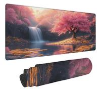 Mouse Pad Rose Tapis de Souris XXL 1200x600mm Desk Mat Paysage Tapis de Souris One Piece Base en Caoutchouc Antidérapante Bords Accessoires Bureau Travail Cousus Mousepad pour Ordinateur Bureau T422