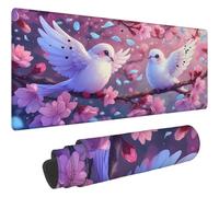 Mouse Pad Rose Tapis de Souris XXL 700x300mm Desk Mat Fleurs Tapis de Souris One Piece Base en Caoutchouc Antidérapante Bords Accessoires Bureau Travail Cousus Mousepad pour Ordinateur Bureau T41