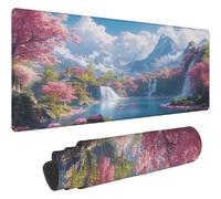 Mouse Pad Rose Tapis de Souris XXL 700x300mm Desk Mat Paysage Tapis de Souris One Piece Base en Caoutchouc Antidérapante Bords Accessoires Bureau Travail Cousus Mousepad pour Ordinateur Bureau T365