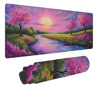 Mouse Pad Rose Tapis de Souris XXL 900x500mm Desk Mat Paysage Tapis de Souris One Piece Base en Caoutchouc Antidérapante Bords Accessoires Bureau Travail Cousus Mousepad pour Ordinateur Bureau T170