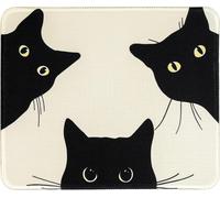 Mouse Pad Square Funny Mouse Pad for Wireless Mouse Small Desktop Laptop with Non-Slip Rubber Base (Three Cats)