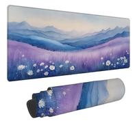 Mouse Pad Violet Tapis de Souris XXL 800x300mm Desk Mat Fleurs Tapis de Souris One Piece Base en Caoutchouc Antidérapante Bords Accessoires Bureau Travail Cousus Mousepad pour Ordinateur Bureau T89