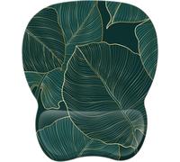 Mouse Pad with Ergonomic Wrist Rest,4mm Mousepad with Memory Foam Filling,Textured Wear-Resistant Washable-Green Leaves