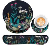 Mouse Pad with Gel Cushion 3 in 1 Kit with Ergonomic Wrist Rest + Non-Slip Coasters,3 mm Mousepad with Memory Foam,Textured,Wear-Resistant,Washable,Mouse Pad for PC,Office