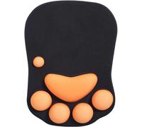 Mouse Pad with Wrist Rest,Ergonomic Mouse Pad,Kawaii Cat Mouse Pad,Silicone Gel Mouse Pad,Non-Slip Base for Home/Office/Gaming,Black and Orange