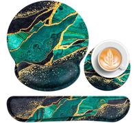 Mouse Pad Wrist Rest Support,Ergonomic Gel Mouse Mat with Memory Foam + Keyboard Wrist Rest + Non-Slip Coasters,Gaming Mouse Pad for Office/Gaming