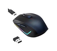 Mouse Sem Fio, de Computador com Retroiluminação RGB, Mouses Bluetooth Recarregáveis, USB Óptico para Escritório em Casa, Preto