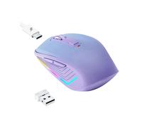 Mouse Sem Fio, de Computador com Retroiluminação RGB, Mouses Bluetooth Recarregáveis, USB Óptico para Escritório em Casa Roxa