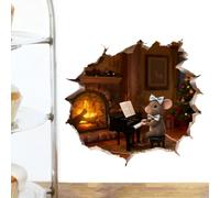 Mouse Stickers, 5 Pieces Adhesive Cute Mice, Hole Design Animal Wall Sticker with Adhesive and Easy Application, Decorative Stickers for Bedroom, Bathroom, Playroom, Classroom, Kindergarten