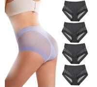 Mousegirl Lowesmart Culotte taille haute en soie glacée sans couture en maille transparente sans trace, 4 pièces C., XL